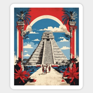 Chichen Itza Mexico Vintage Poster Tourism Sticker